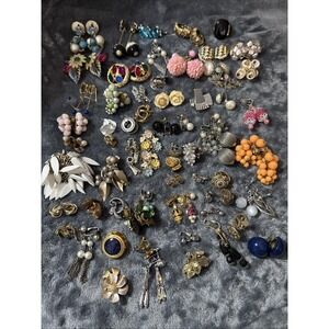 Lot of 63 Vintage Wearable Pairs Of Clip On And Screw Back Earrings